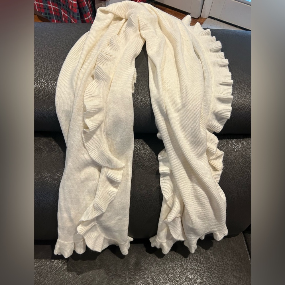 Ruffled Cream Scarf